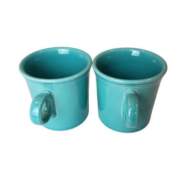 Bundle of 2 Fiestaware HLC Turquoise Ring Handle Coffee Mugs Like New - Picture 3 of 5